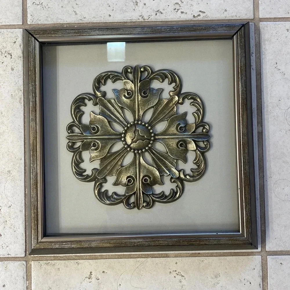 Scroll Raised design gold brushed picture design with frame